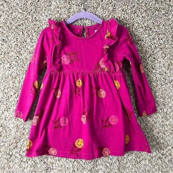 Tea Collection Dress Baby 18-24M Pink Floral Print Ruffled - Picture 1 of 7